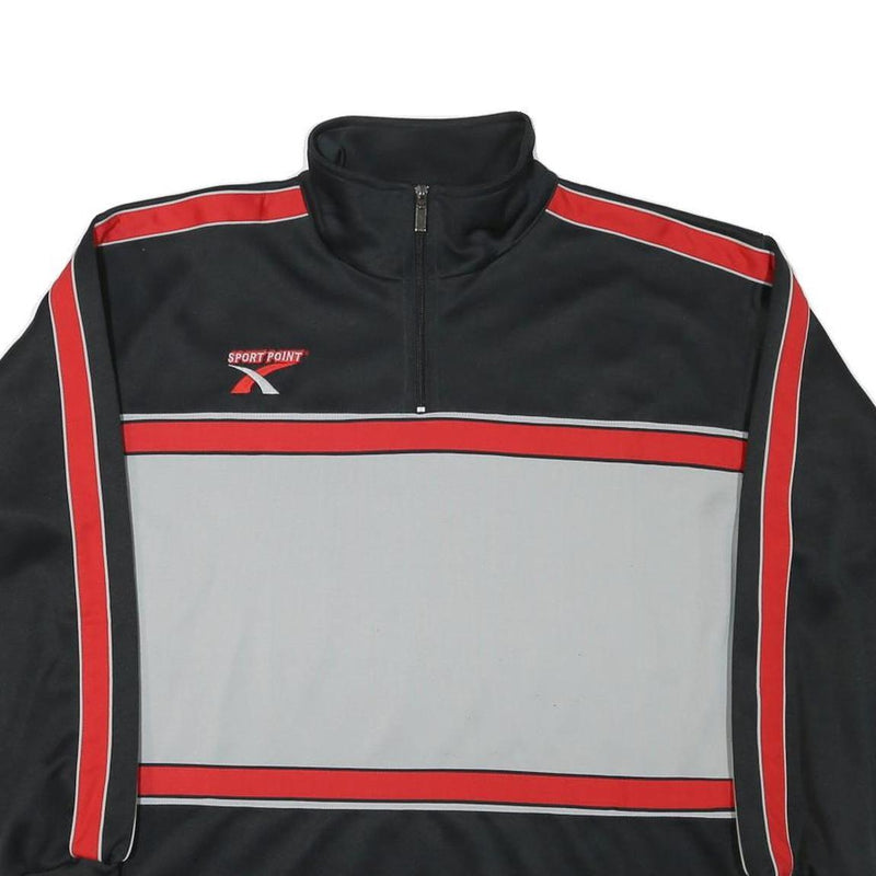 SPORT POINT Mens Black & Grey Zip Neck XL Polyester Blend Sweatshirt Sportswear