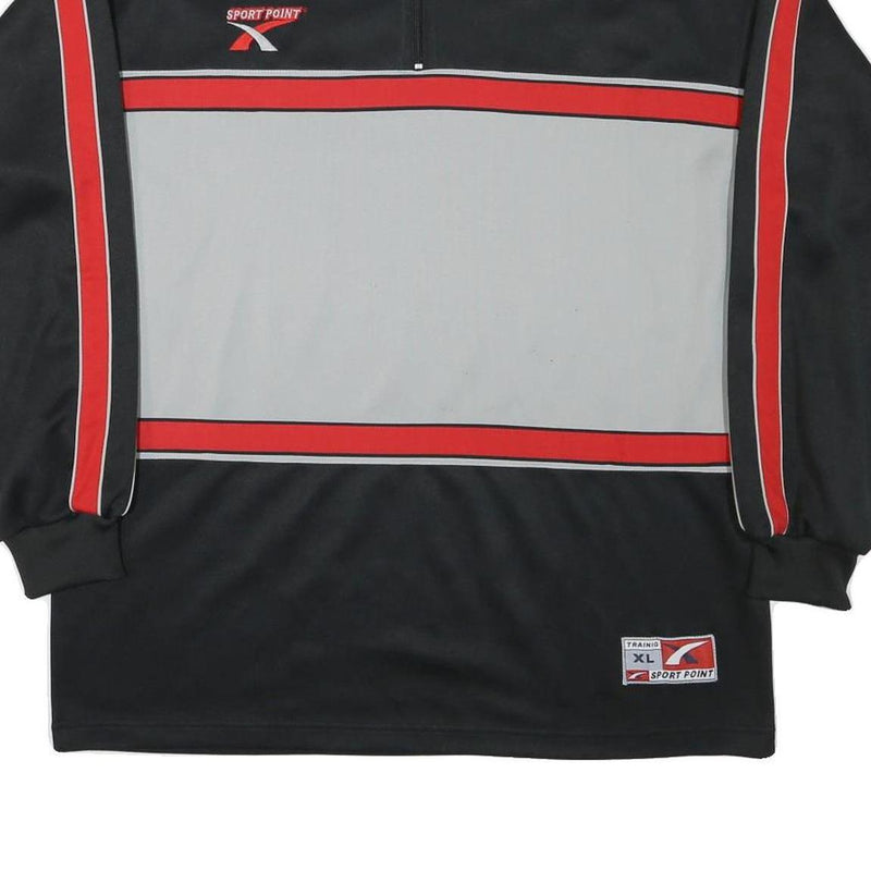 SPORT POINT Mens Black & Grey Zip Neck XL Polyester Blend Sweatshirt Sportswear