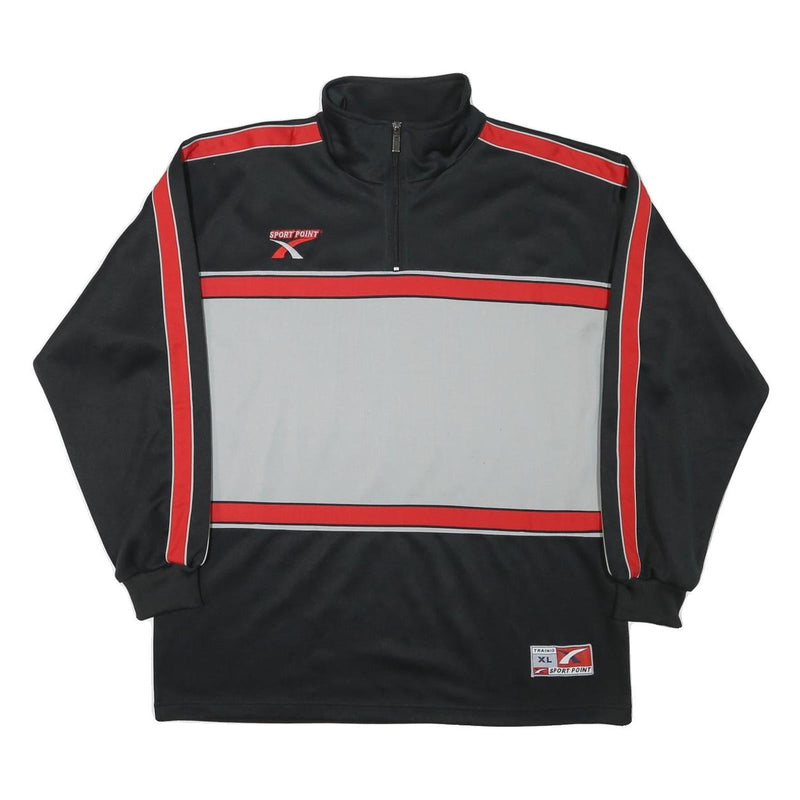 SPORT POINT Mens Black & Grey Zip Neck XL Polyester Blend Sweatshirt Sportswear