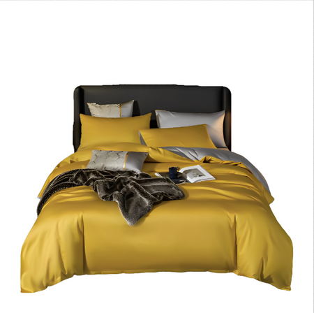 Anycozy Duvet Comforter Set Queen Yellow/ Light Grey Egyptian Cotton Thick Blanket Bedspread 4 Pcs Bed Set