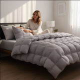 ANYHOUZ Dark Grey Quilted Duvet Cover – Luxury Breathable Puffer Bed Comforter