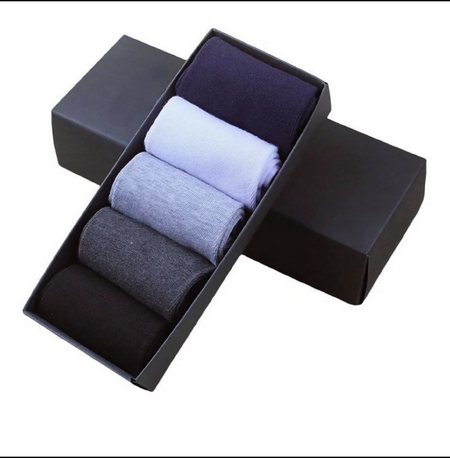 Anyfootwear 5 Pairs Men's Casual Business Socks Size 6-10 High Quality Cotton Breathable Elastic Solid Color Dress Socks