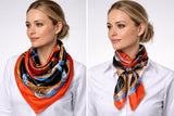 Anyyou Fashion Premium Satin Square Scarf –Red Black Silk-Feel Neckwrap for Women