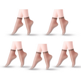 Anyfootwear 10 Pairs Free Size Women Fashion Socks Velvet Silk Soft Breathable Cotton Bottom Moisture Wicking Non-Slip Spring Summer Casual Brown