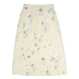 VILLAGER Womens Cream Floral Print Midi Polyester Skirt M Elegant Lightweight