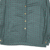 JULIETTA Womens Green Printed Shirt Long Sleeve Collared M Button Up Blouse