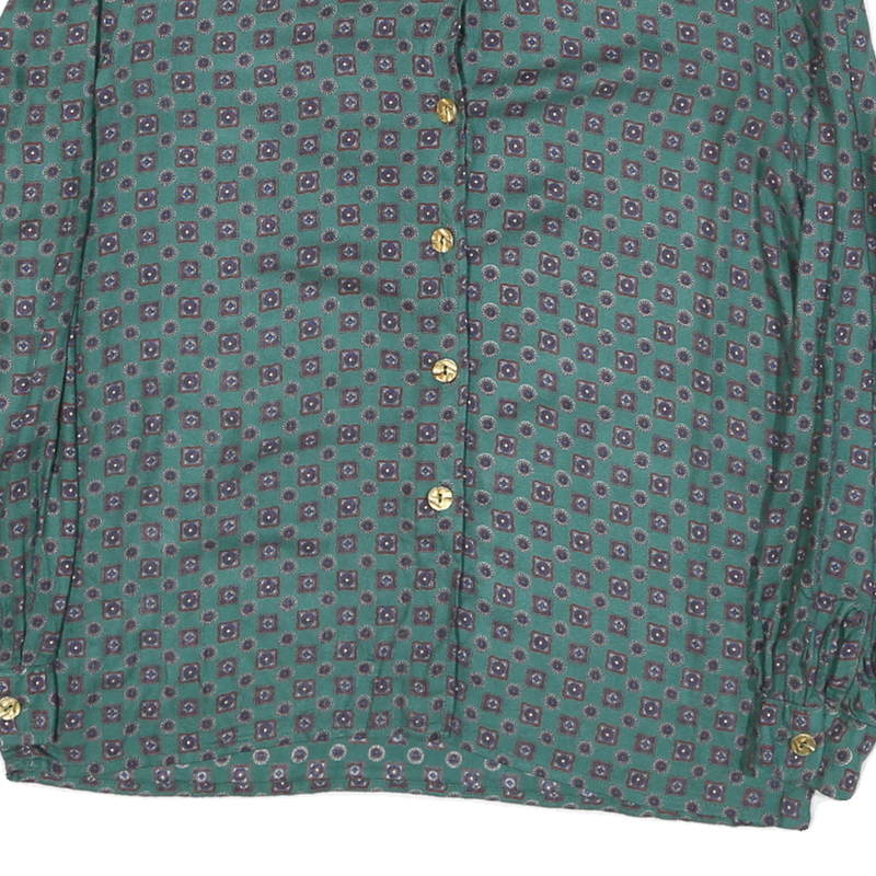 JULIETTA Womens Green Printed Shirt Long Sleeve Collared M Button Up Blouse