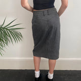 Blooming Midi Denim Skirt - 28W UK 8 Black Cotton
