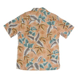 BATICK BAY Mens Peach Green & Brown Leaf Print Shirt M Cotton Blend Casual