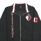 NORTH WAVE Mens Black & Red Rocket Zip Jacket XL Cotton Blend Ribbed Collar