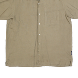 NAUTICA Mens Beige Linen Blend Shirt L Casual Short Sleeve Summer