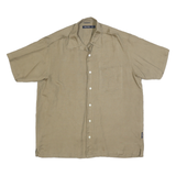 NAUTICA Mens Beige Linen Blend Shirt L Casual Short Sleeve Summer