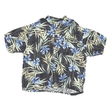 ORIGINAL ISLAND SPORT Mens Black & Blue Hawaiian Shirt XL Rayon Floral Leaf