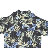 ORIGINAL ISLAND SPORT Mens Black & Blue Hawaiian Shirt XL Rayon Floral Leaf
