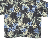 ORIGINAL ISLAND SPORT Mens Black & Blue Hawaiian Shirt XL Rayon Floral Leaf