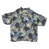 ORIGINAL ISLAND SPORT Mens Black & Blue Hawaiian Shirt XL Rayon Floral Leaf