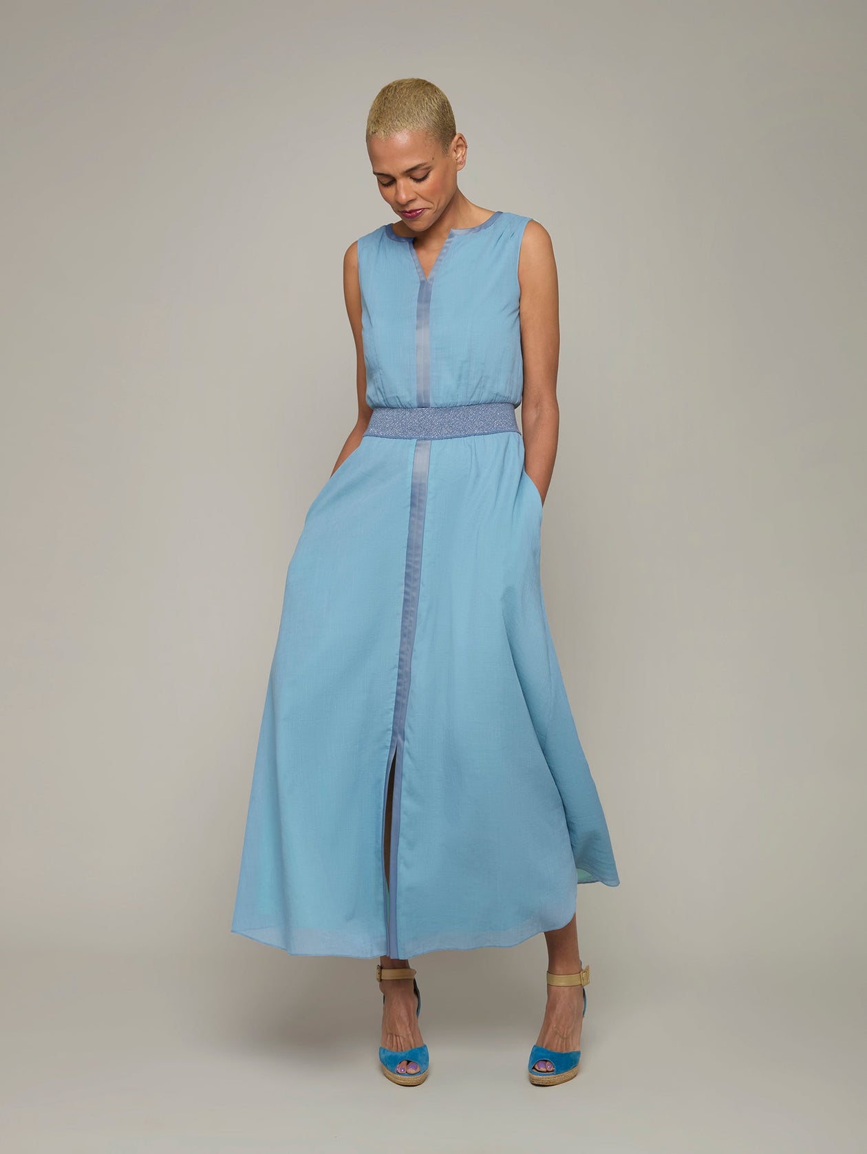 chinese dress ladies Women Blue Linen Maxi Dress main image 0