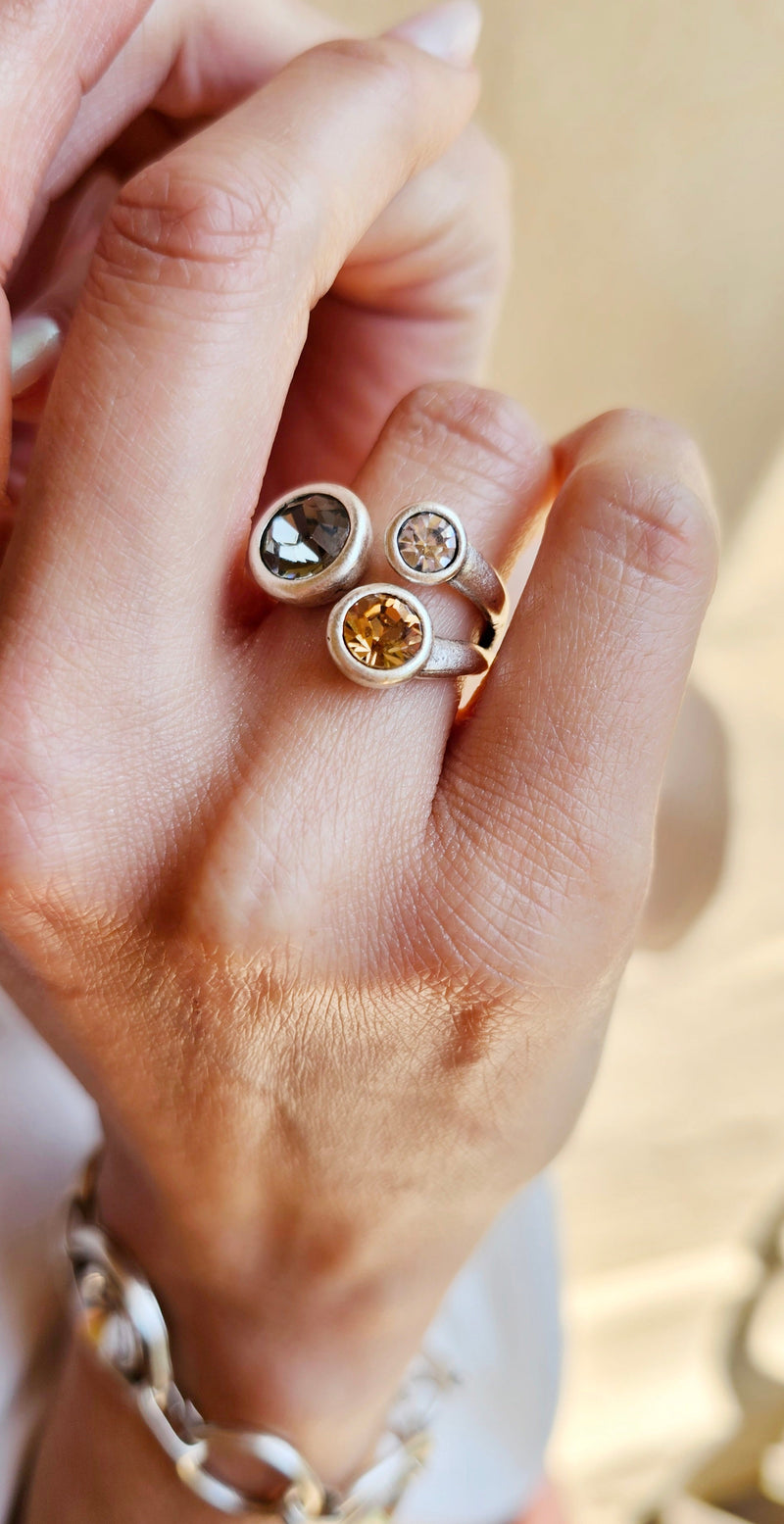 Triple Radiance Adjustable Ring- Multi Color