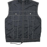 KEEP FUN Mens Black Sleeveless Hooded Jacket L Polyester Blend Logo Streetwear