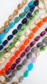 Marbled Acrylic Chain Strap - Turquoise