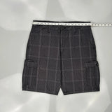 Wrangler Checked Cargo Shorts - 34W 9L Grey Cotton