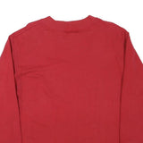 CLAIRE Womens Red Sweatshirt Crew Neck M Embroidered Crest Pullover Cotton Blend