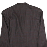 CANDA Mens Brown & Maroon Check Button Jacket L Cotton Blend Classic Fit