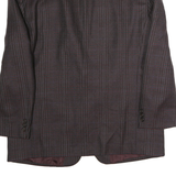 CANDA Mens Brown & Maroon Check Button Jacket L Cotton Blend Classic Fit