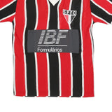 TAESCHNER Mens Red & Black Striped V-Neck Graphic T-Shirt L Cotton Blend