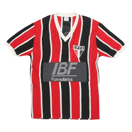 TAESCHNER Mens Red & Black Striped V-Neck Graphic T-Shirt L Cotton Blend