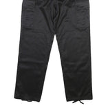 Black Mens Regular Fit Straight Leg Polyester Blend Trousers W30 L30 Cargo Style