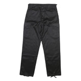 Black Mens Regular Fit Straight Leg Polyester Blend Trousers W30 L30 Cargo Style