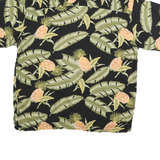 PINEAPPLE MOON Mens Black & Green Tropical Print Shirt M Casual Holiday Style
