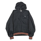 GEM SPORTSWEAR Mens Black Nylon Hoodie Jacket XL Plain Pullover Casual