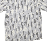 CROFT & BARROW Mens Grey & White Fish Print Shirt S Cotton Blend Casual Summer