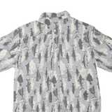 CROFT & BARROW Mens Grey & White Fish Print Shirt S Cotton Blend Casual Summer