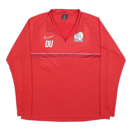 NIKE Mens Red Dri-FIT 1/4 Zip Sweatshirt XL Football Club Training Top