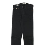 LEVI'S Womens Black Slim Skinny Denim Dark W28 L27 Raw Edge Ripped Jeans