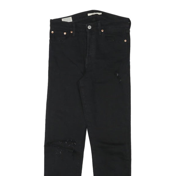 LEVI'S Womens Black Slim Skinny Denim Dark W28 L27 Raw Edge Ripped Jeans