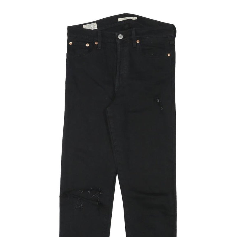LEVI'S Womens Black Slim Skinny Denim Dark W28 L27 Raw Edge Ripped Jeans