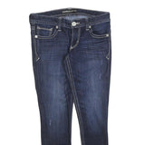 EXPRESS Womens Slim Dark Blue Denim Jeans W30 L28 Stylish Contrast Stitching