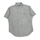Ralph Lauren Striped Short Sleeve Shirt - Large Blue Cotton