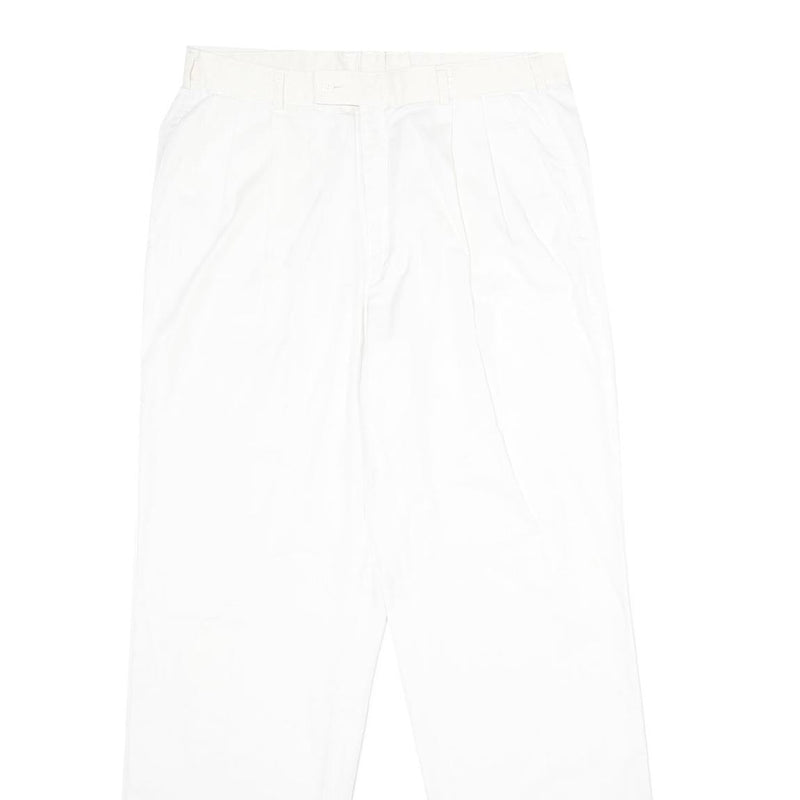MCGREGOR Mens Regular Fit White Polyester Blend Trousers W34 L34 Classic Zip