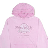 HARD ROCK CAFE Womens Pink Hoodie L Cotton Pullover Sacramento Print Casual