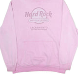 HARD ROCK CAFE Womens Pink Hoodie L Cotton Pullover Sacramento Print Casual