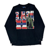 Union Jack Print Pipe Dream Graphic Long Sleeve T-Shirt - Large Black Cotton