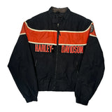 Racing Harley Davidson Spellout Bomber Jacket - Large Black Nylon