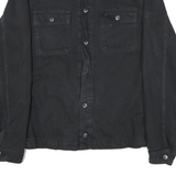 PEPE JEANS Mens Black Cotton Blend Button Jacket M Plain Casual Outerwear