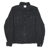 PEPE JEANS Mens Black Cotton Blend Button Jacket M Plain Casual Outerwear
