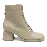 CHARLES & KEITH Womens Lace-Up Ankle Boots Beige Leather UK 2 Stylish